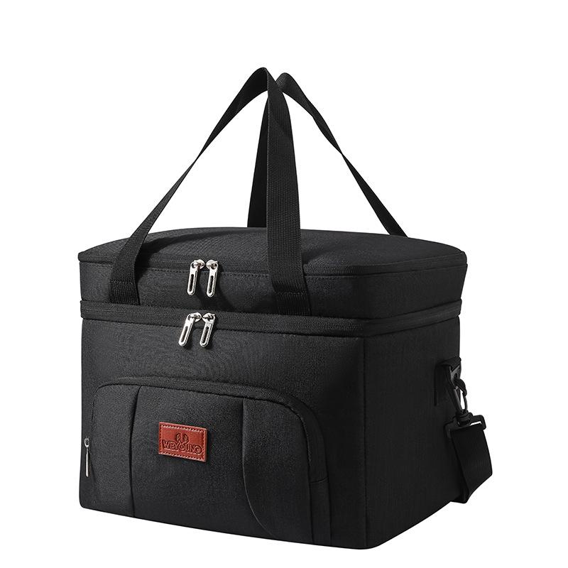 

Новая сумка-термос с двойной изоляцией, большой вместимости, для улицы, пакет со льдом, удобная для прогулок, сумка для пикника, портативная сумка для ланча в офис 10L 26X19X21cm чёрный