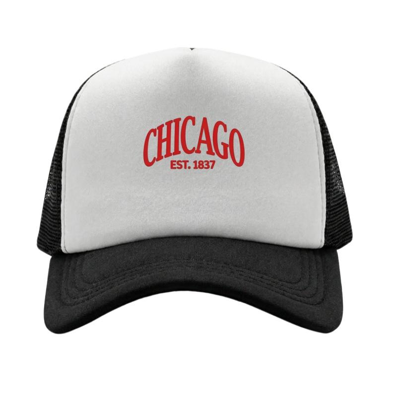 Chicago Printed Adjustable Baseball Cap Classic Snapback Dad Hat Breathable Mesh Hat Golf Fishing Outdoor Sun Cap