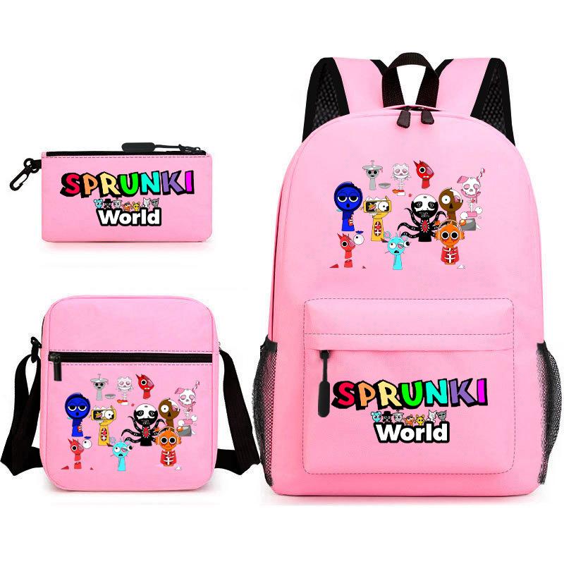 Rhythm Box Game Merchandise Elementary School Bag Sprunki Cartoon Starry Sky Backpack 3-piece Set D