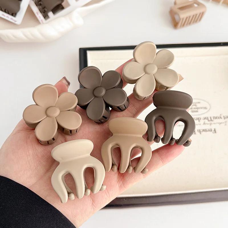 3pcs/set Coffee Three-piece Set Frosted Geometric Hairpins Hair Clips Barrettes for Women Girl Fashion Hair Accessorie Headwears