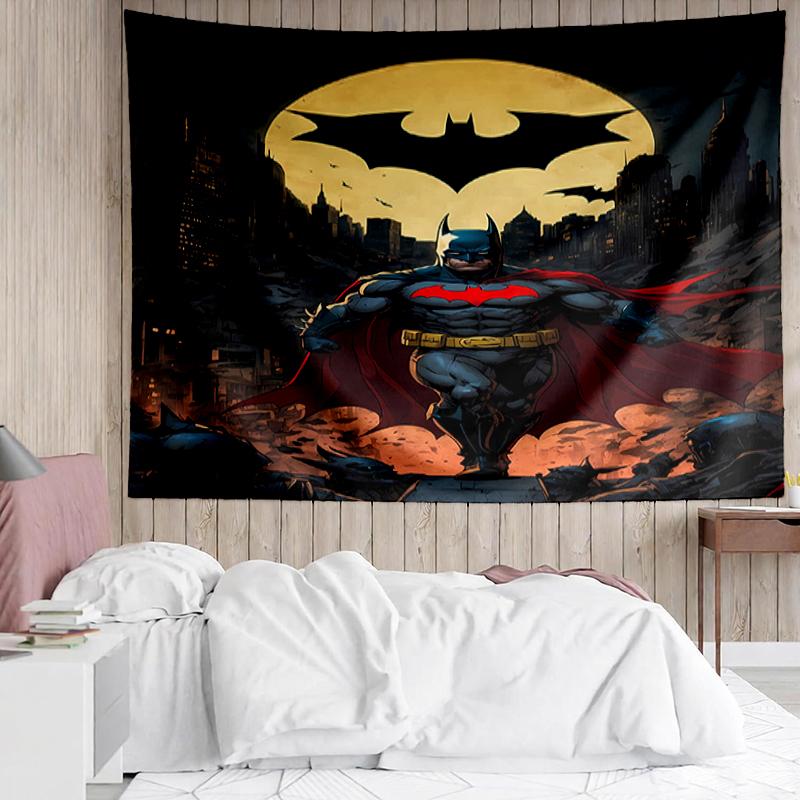 Batman Print Tapestry, Backdrop, Easy Setup, Ideal for Bedroom, Office & Living Room, with Aesthetic Wall Hanging Decor.