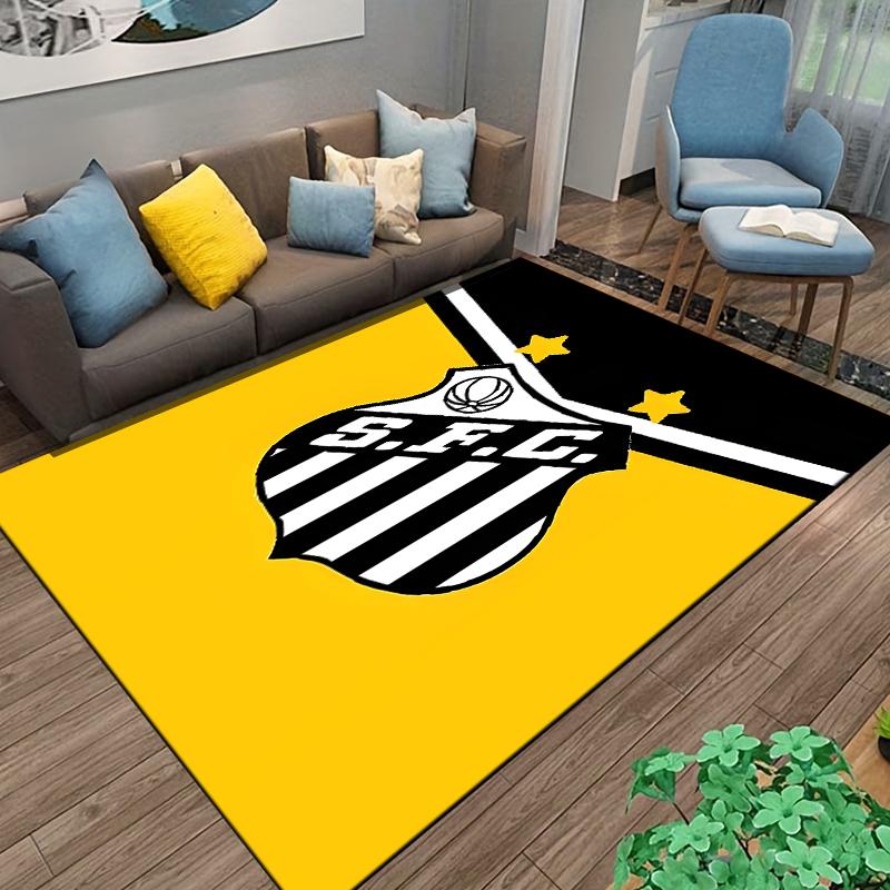 Yellow and Black Carpet with S.F.C. Logo Design and Star Accents Suitable for use as an anti-slip for living room bedroom sofas