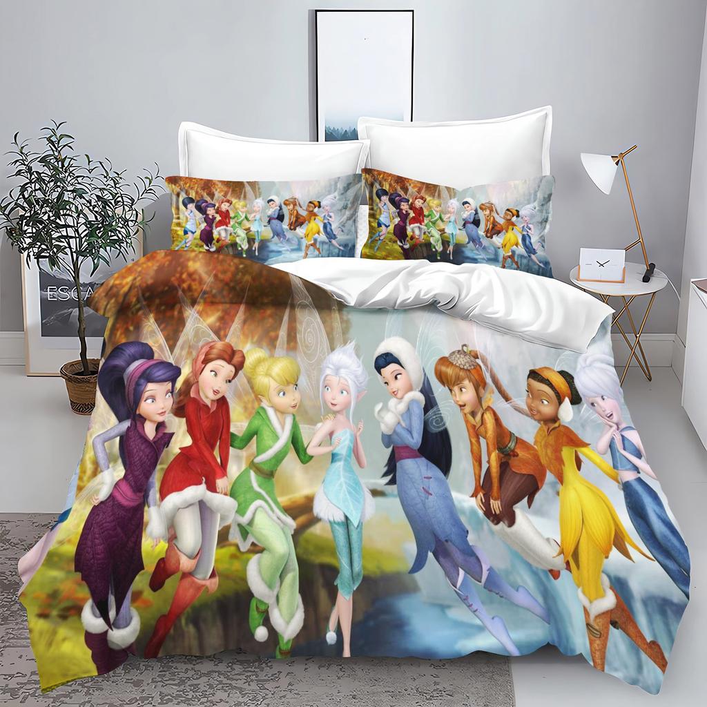 Tinker Bell Anime Disney Bedding Set Duvet Cover 100% Polyester Suitable For Children And Adults 3-Piece Set 1 Quilt Cover