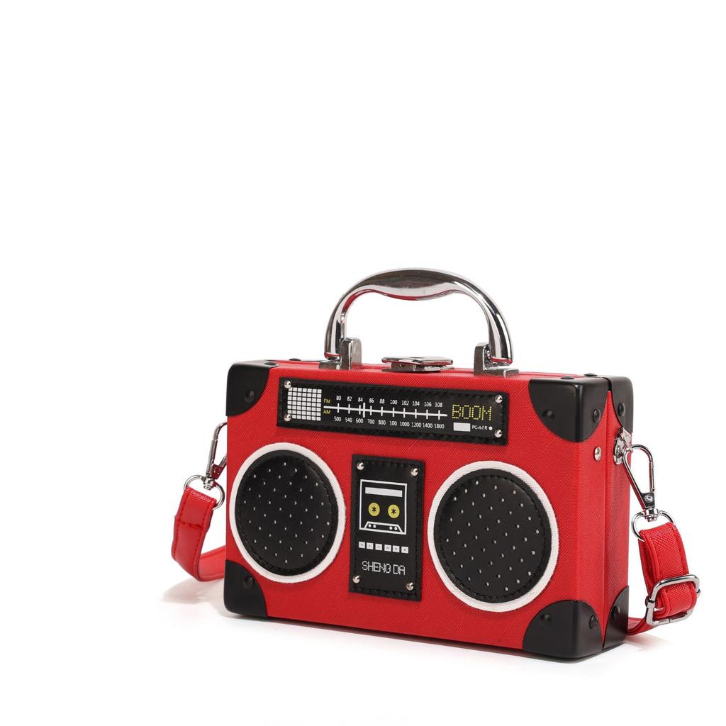 Fashion bags radio box bag 2025 European and American creative personality funny retro shoulder messenger bag women's new models