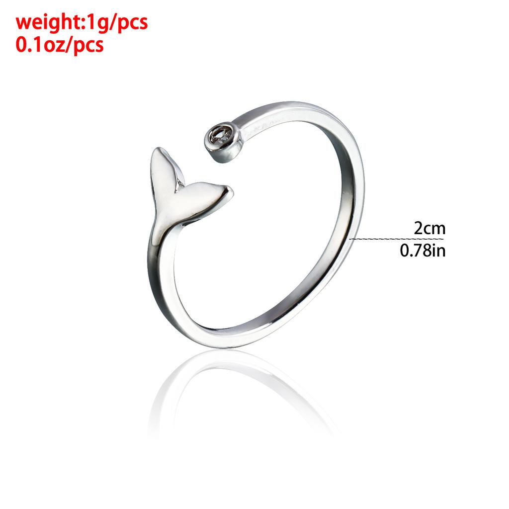 European and American Small Fresh Dolphin Small Whale Mermaid Tail Ring Ring Opening Adjustable Ocean Wind Bracelet
