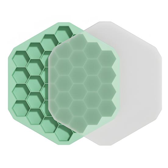 

Силиконовые формы для льда с крышкой 37 ячеек Сотовые формы для льда для виски коктейлей Многоразовый ледогенератор Семейная вечеринка Барные принадлежности зелёный