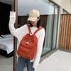Schoolbag new solid color student schoolbag female corduroy high value large capacity backpack simple college student simple