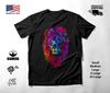 Lion Portrait Neon Graphic T-Shirt Black Unisex S-2XL