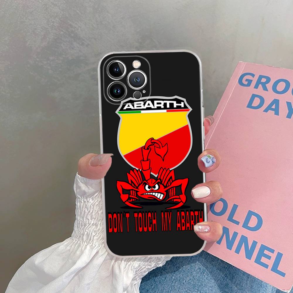 A-Abarth LOGO Transparent TPU Phone Case For IPhone 17 11 12 13 14 15 16 Pro Max 16 Plus Cover