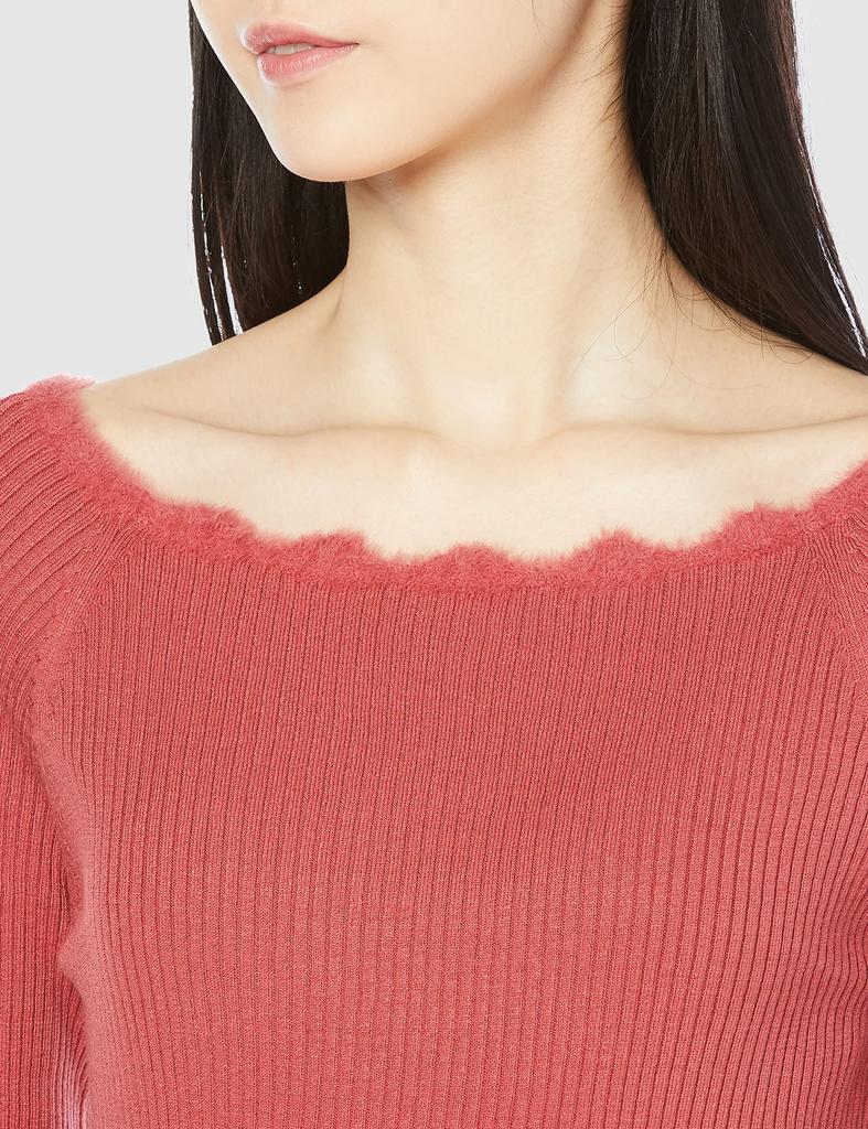 Jill by Jill Stuart Women's Feather Edge Skala Rib Knit Sweater, Red, FR