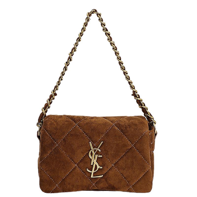 Geantă de umăr matlasată din piele întoarsă Toamnă/Iarnă 2025 - Geantă de mână minimalistă, versatilă, ușoară pentru femei.