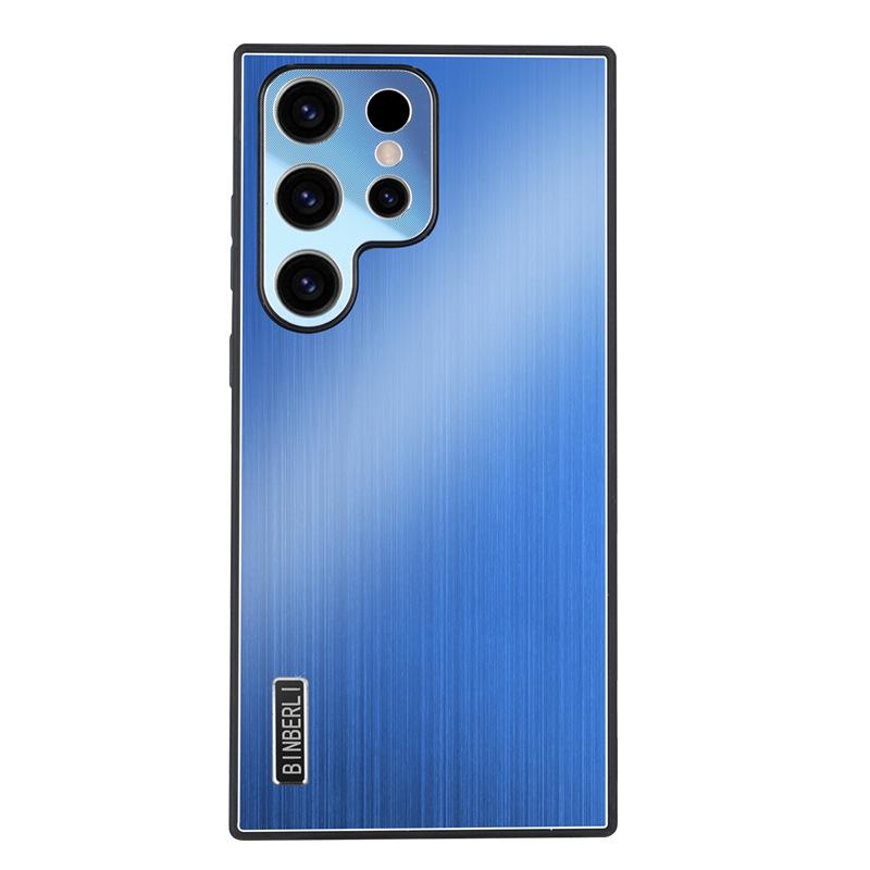 Samsung S25U Brushed Metal S24FE/S24U/S23U Phone Case - Cross-Border Applicable, Half-Pack Protective Case