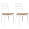 Dining Chairs with Cushions 2 pcs White Solid Rubberwood