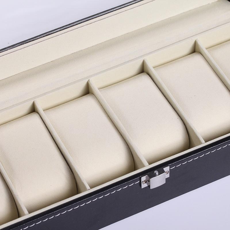 6Grid Slots Jewelry Watches Display Storage Box Case Pu Leather Display Holder