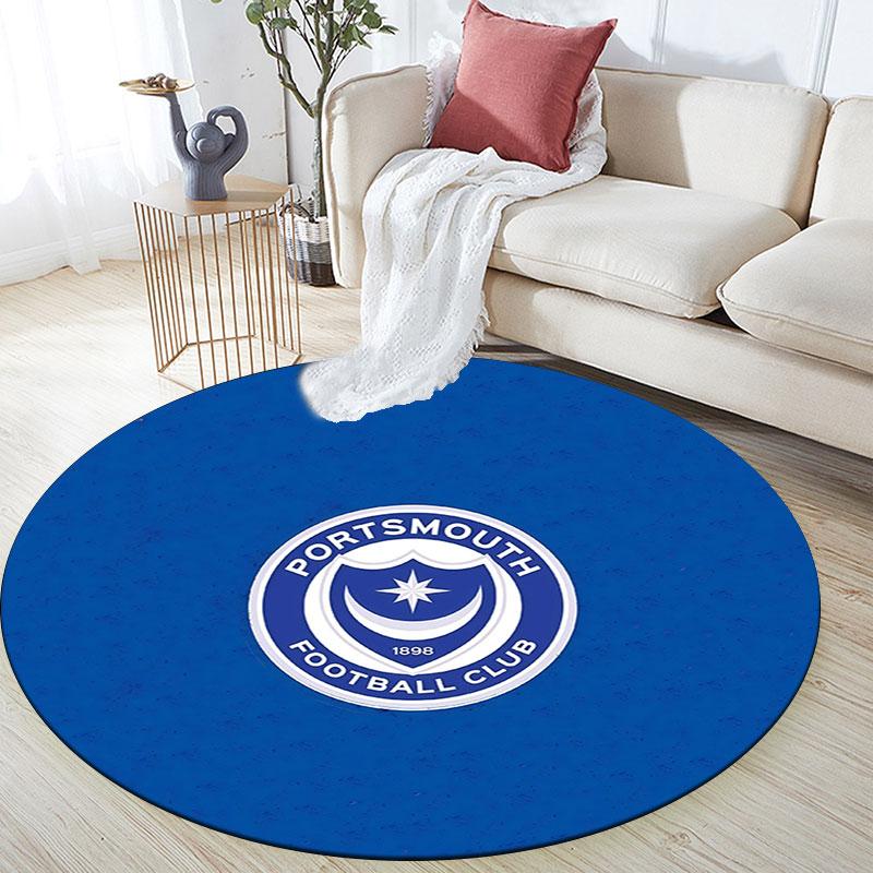 Portsmouth F.C,Round Area Rug,Carpet Rug for Living Room Bedroom Sofa Playroom Decor,Non-slip Floor Mat