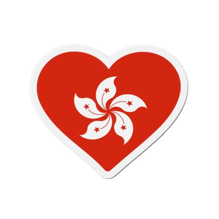 Aimant Coeur Drapeau Hong Kong - Multicolore - 8 cm - 50 pièces - Résine synthétique