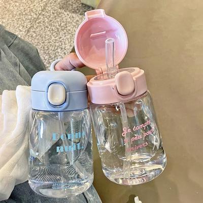 Straws and Lids Water Bottles 400ML Beverage Cups Portable Kids Sippy Cup Toddlers Feeding