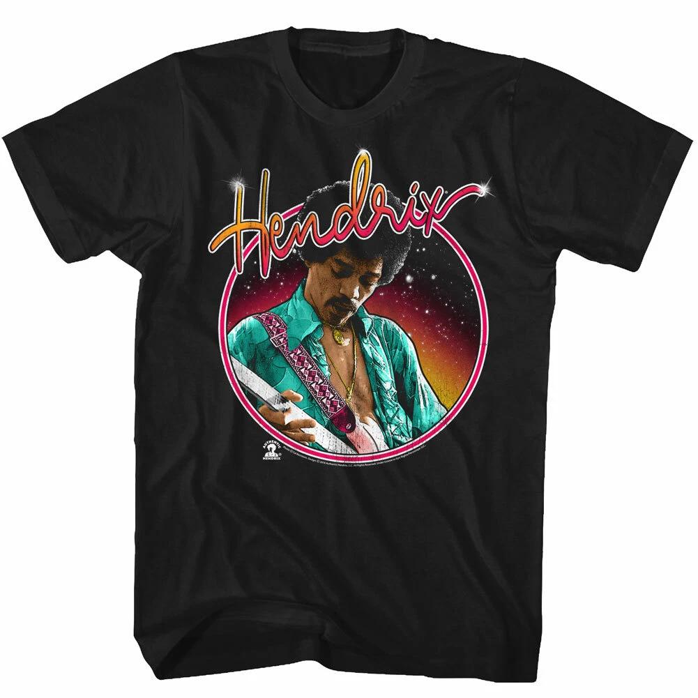 Jimi Hendrix Colorful Photo Playing Guitar Men s T Shirt Rock Music Merch S