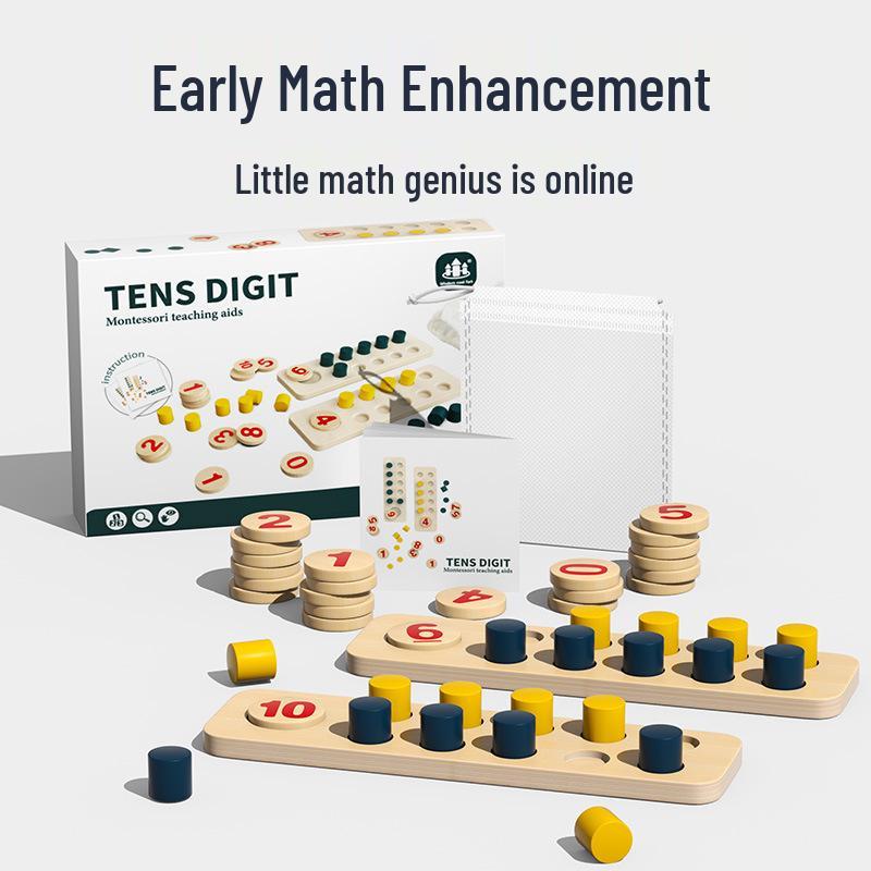 Kindergarten Wooden Ten-Frame Math Toy: Number Sense, Addition & Subtraction Aid