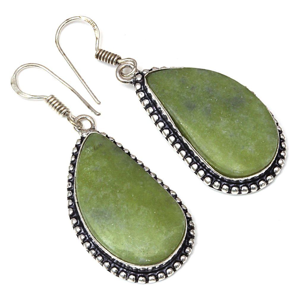 

Серебряные серьги ручной работы с драгоценным камнем вассолит 1,5 дюйма