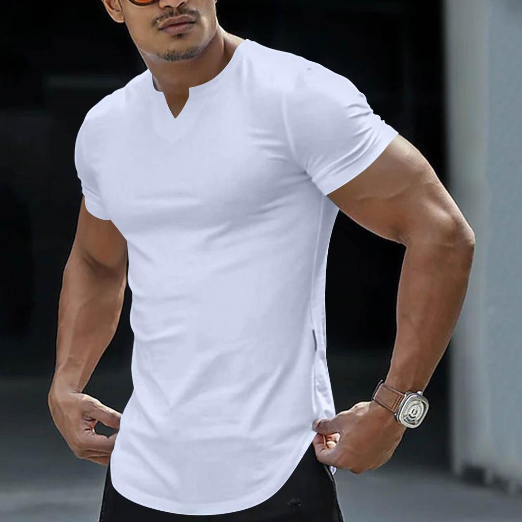 T-shirt da uomo a maniche corte con scollo a V Casual Slim Fit Basic Top Morbido Comodo Leggero