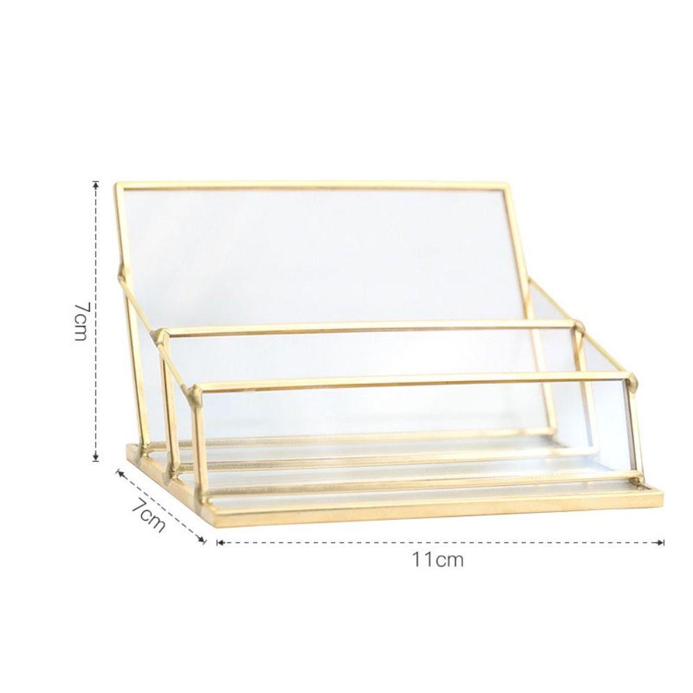 Metal Vintage Clear Golden Edge Holder Professional Business Card Organizer Businessmen