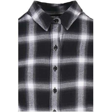 Urban Classics Ladies Cotton Check Shirt Dress Femme Robe Courte Noir/blanc