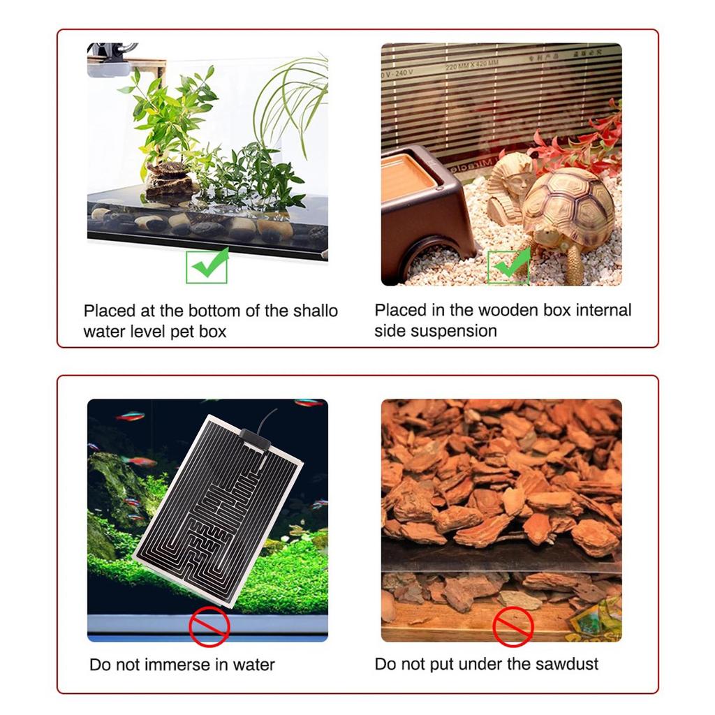 1 szt. Podkładka grzewcza EU Plug Reptile do jaszczurki, żółwia, gadów, ciepła, regulowana, mata grzewcza do małego akwarium