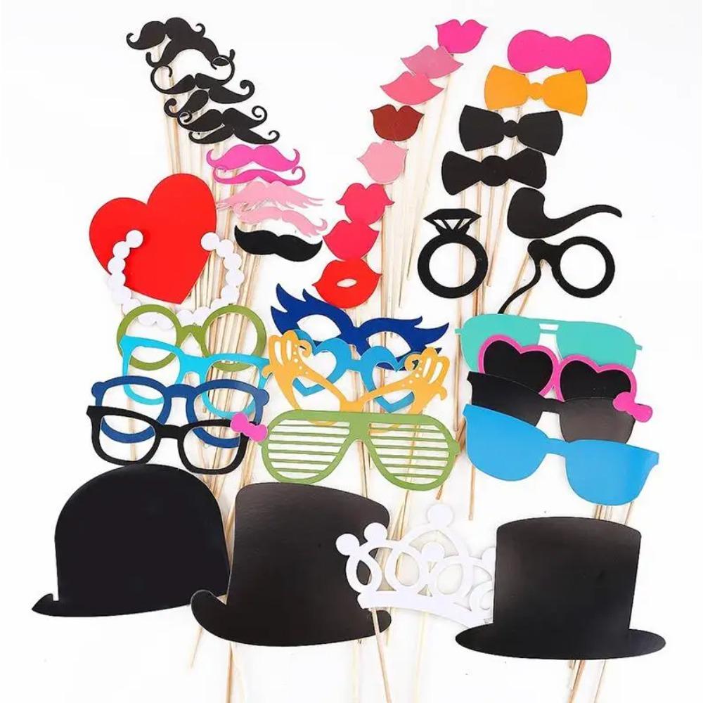 10-58pcs Fun Wedding Decoration Photo Booth Props DIY Mustache Lips Glasses Mask Photobooth Accessories Wedding Party Supplies