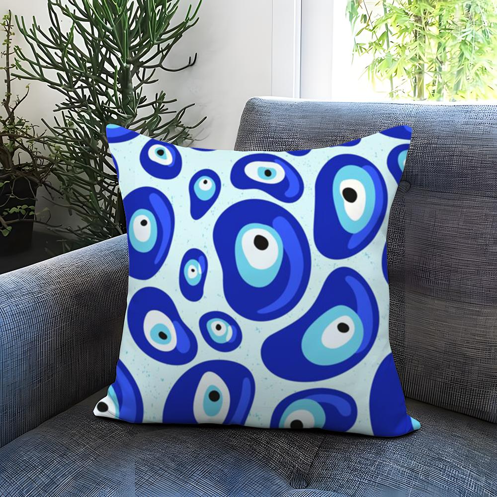 Art Evil Eye Symbol Cushion Cover Comfortable Reversible Pillow Cover Ideal for Car Sofa Bedroom & Beyond