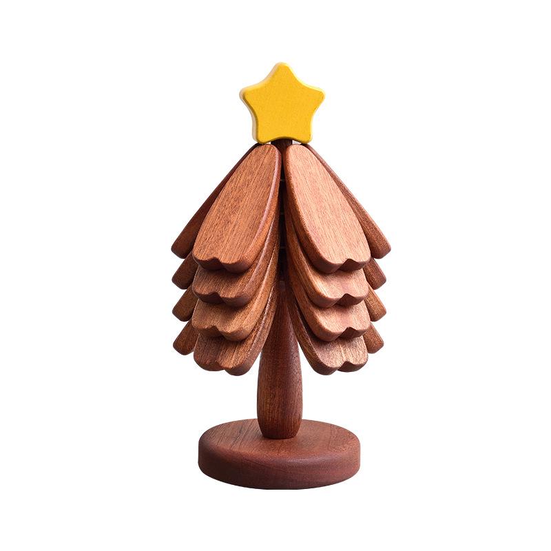 High-End Christmas Tree Insulated Placemat & Pot Holder – Creative Solid Wood, Heat Resistant Table Decoration.