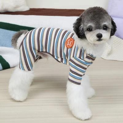 New Colorful Stripes Dog Jumpsuits Cute Soft Cat Pajamas Poodle Dog Clothes Pet Four Legged Clothes Winter Warm Puppy Rompers