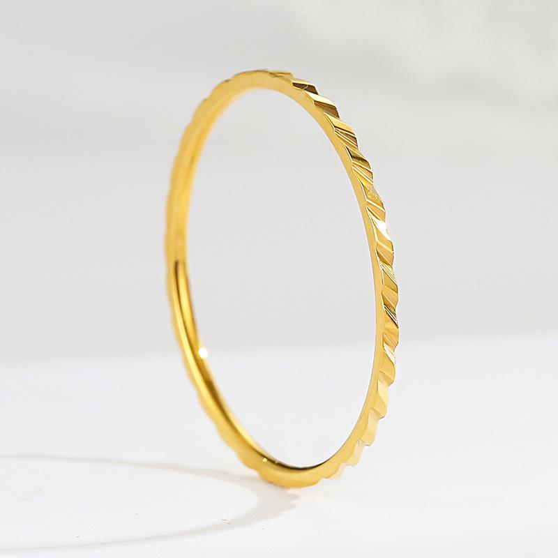 18k Gold Plated Ring Moissanite Engagement Wedding Band Stainless Steel Fade Resistant Trendy Jewelry