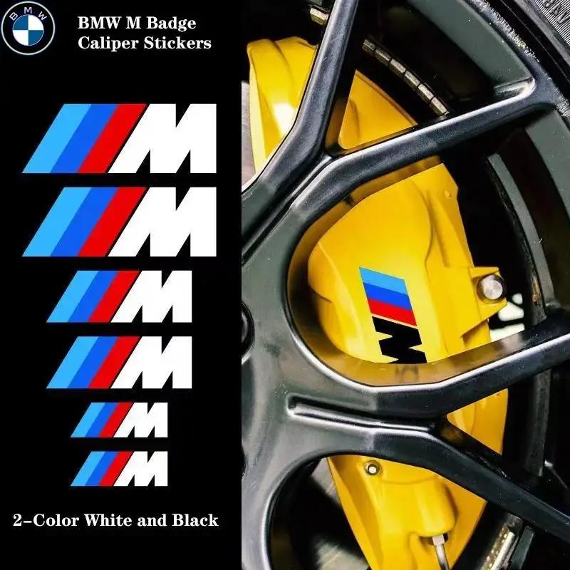 6Pcs Anti‑Fade High‑Temp Brake Caliper Stickers For BMW M Three‑Bar Emblem Modified Tuning Decals Car Window Glass Accessories zjpc51