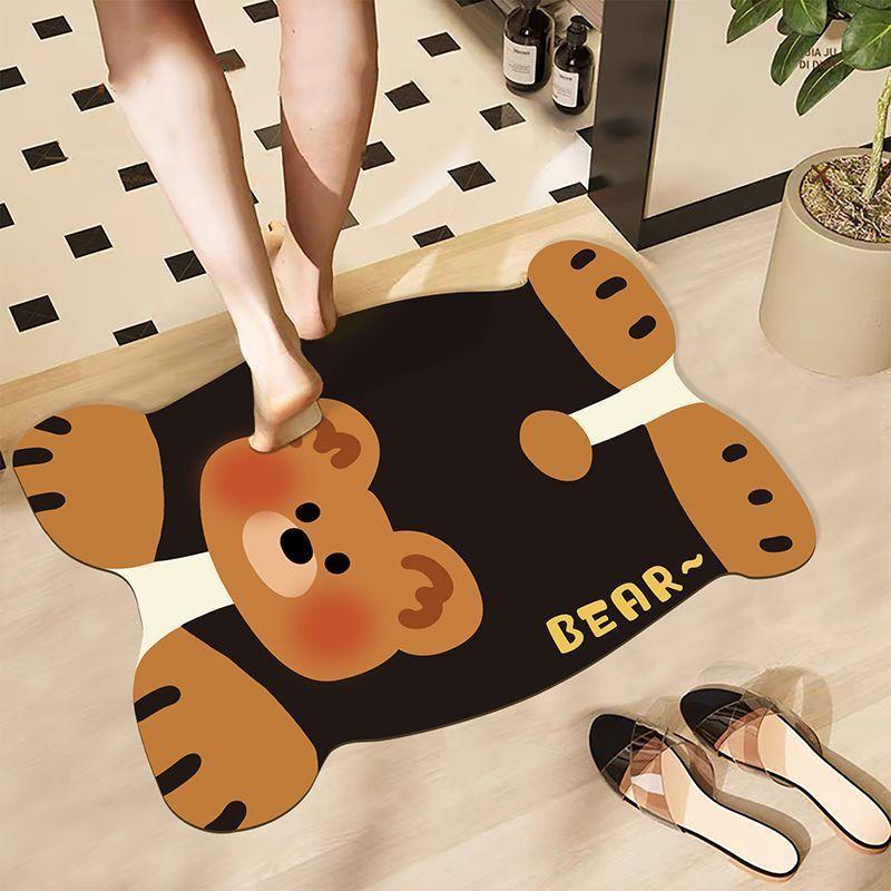 Cartoon animal soft diatom mud toilet absorbent floor mat bathroom non-slip mat entry door mat cute toilet floor mat