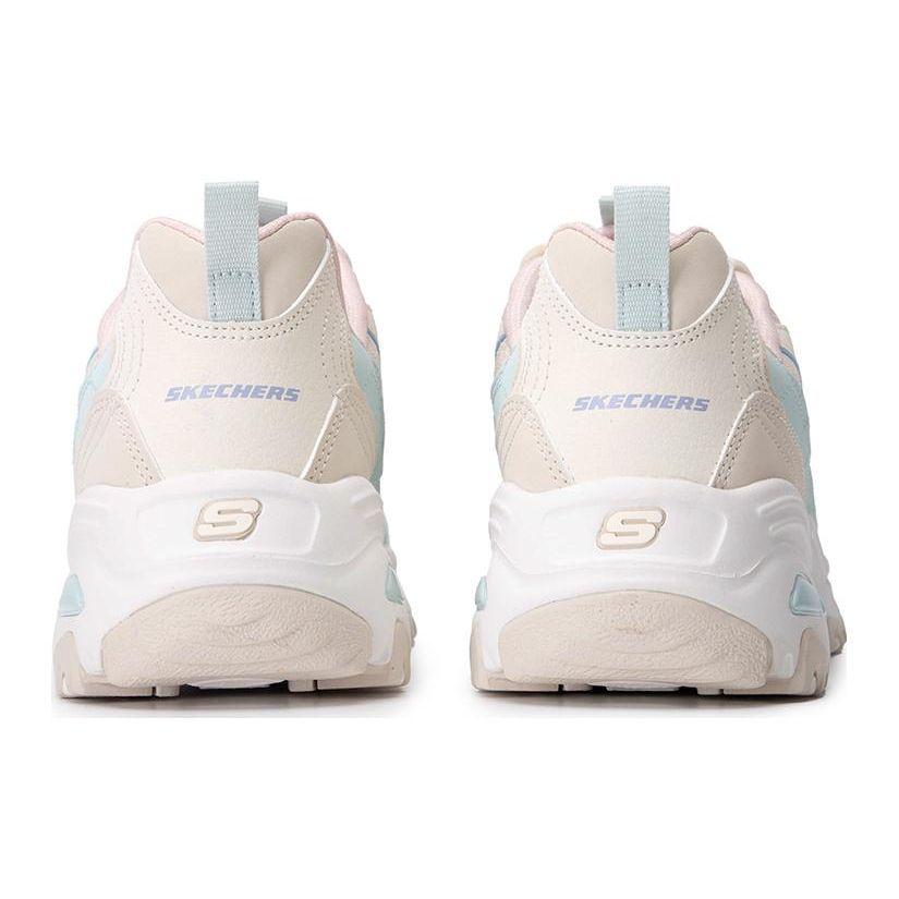 Skechers D'LITES 1.0 Women White Pink Low Top Dad Shoes Leather Sporty Refreshing 896235-MLT