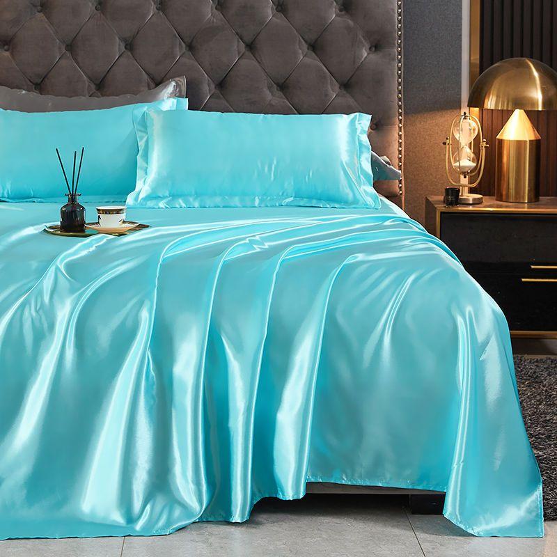 Flat Sheets Ice Silk Solid Skin-friendly Rayon Satin Modern Bedsheets Protective Universal Breathable Household Dormitory Bed
