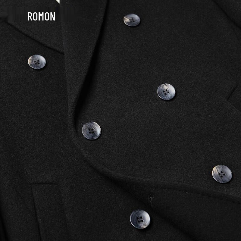 ROMON Men's 100% Wool Double-faced Overcoat with Goose Down Liner