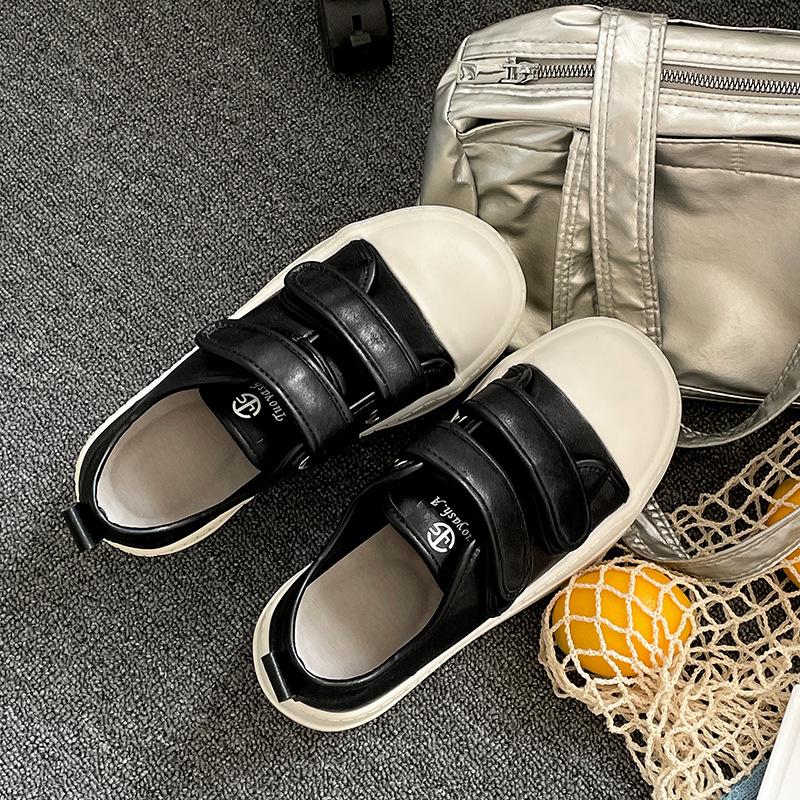 Classic White Round Head Velcro Platform White Shoes Women's Spring Lightweight Board Shoes