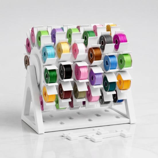Estante de 60 Bobinas, Estante Organizador de Hilo de Coser de 60 Bobinas, Soporte de Exhibición Giratorio de 360 Grados Ahorrador de Espacio, Soporte de Almacenamiento de Mesa para Bordado y Patchwork