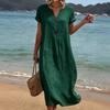 Summer European and American New Seaside Vacation White Women's Casual Solid Color Cotton and Linen Dress Mixed Batch