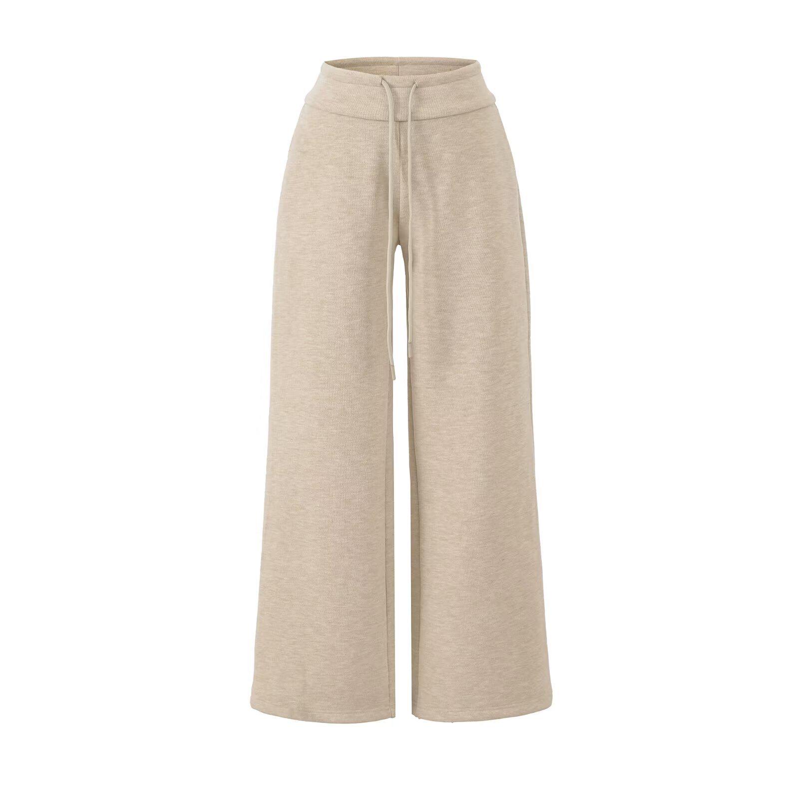 

Hooded Slimming Sweatshirt with Detachable Fur Collar & Fleece-Lined Wide-Leg Sweatpants Set L
