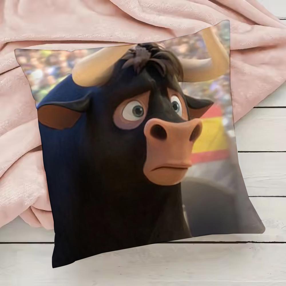 Niedlicher Cartoon Ferdinand Kissenbezug Kissenbezug Anti-Hausstaubmilben Kissen Unsichtbarer Reißverschluss seidiger kurzer Plüsch Sofakissenbezug