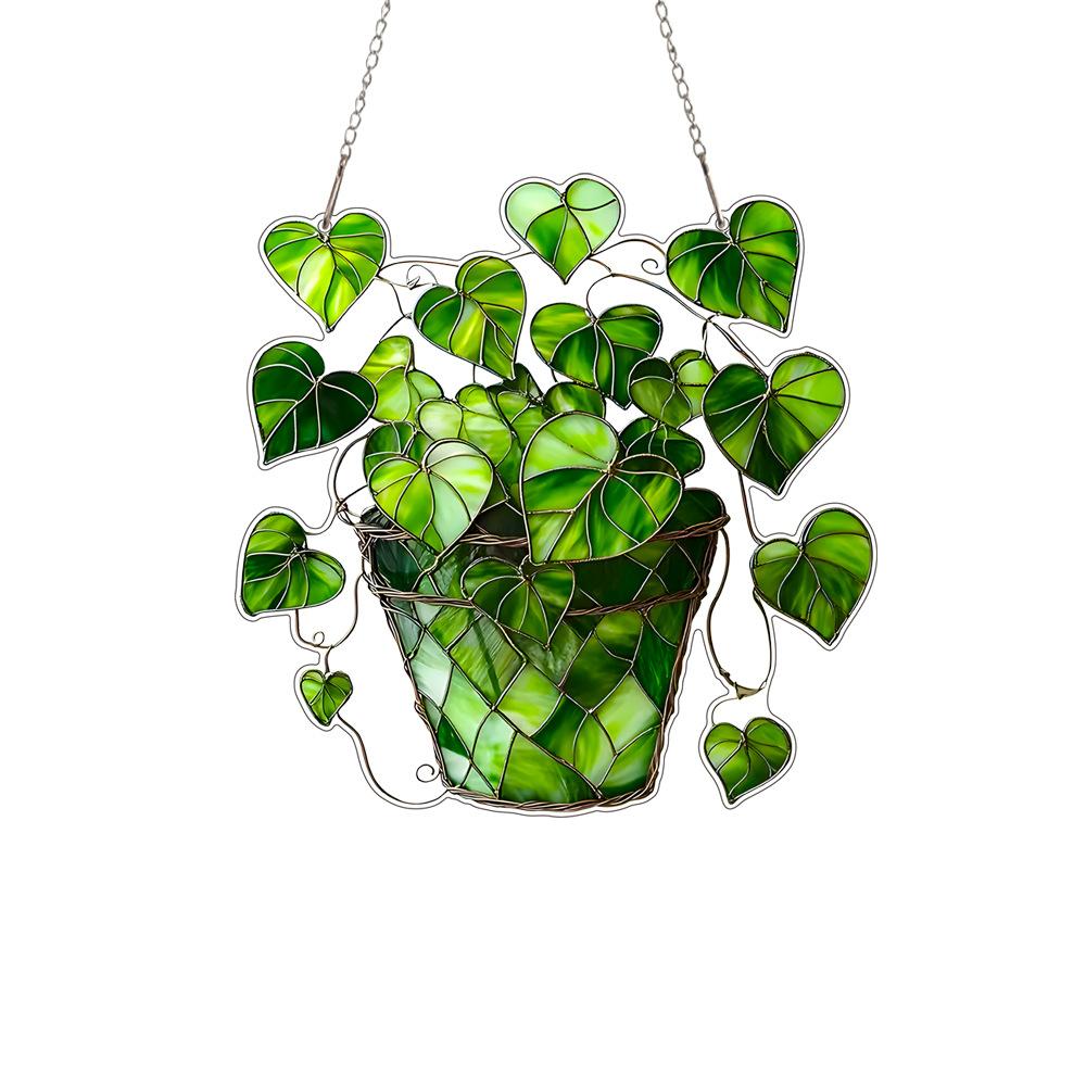 

Лидер продаж, керамические украшения в виде зеленых листьев любви, акрил, подвесные украшения для окон и дверей, украшения для сцен художественных фестивалей, подвесные украшения 14.5x14.5cm