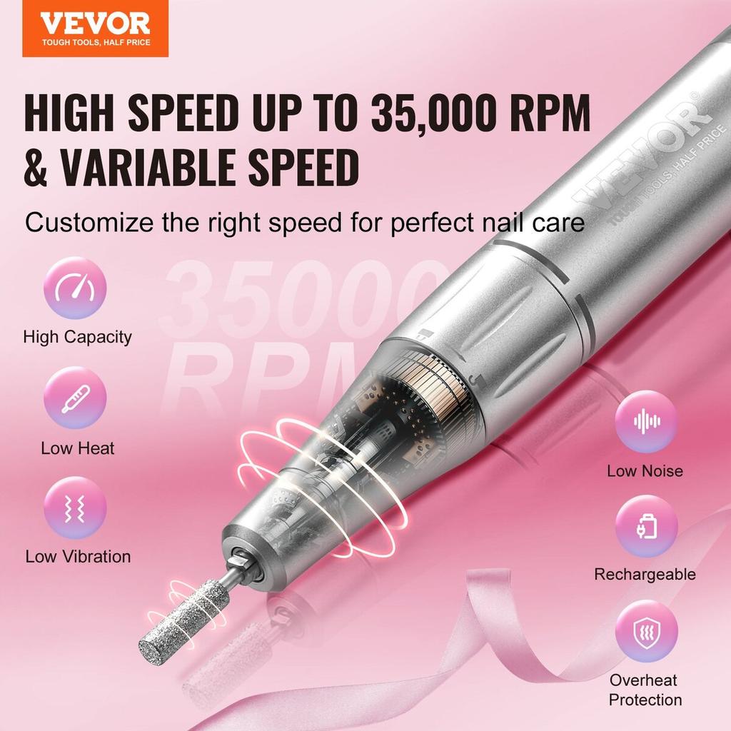 Electric Rechargeable Nail Drill 35000RPM Cordless Nail E File Machine