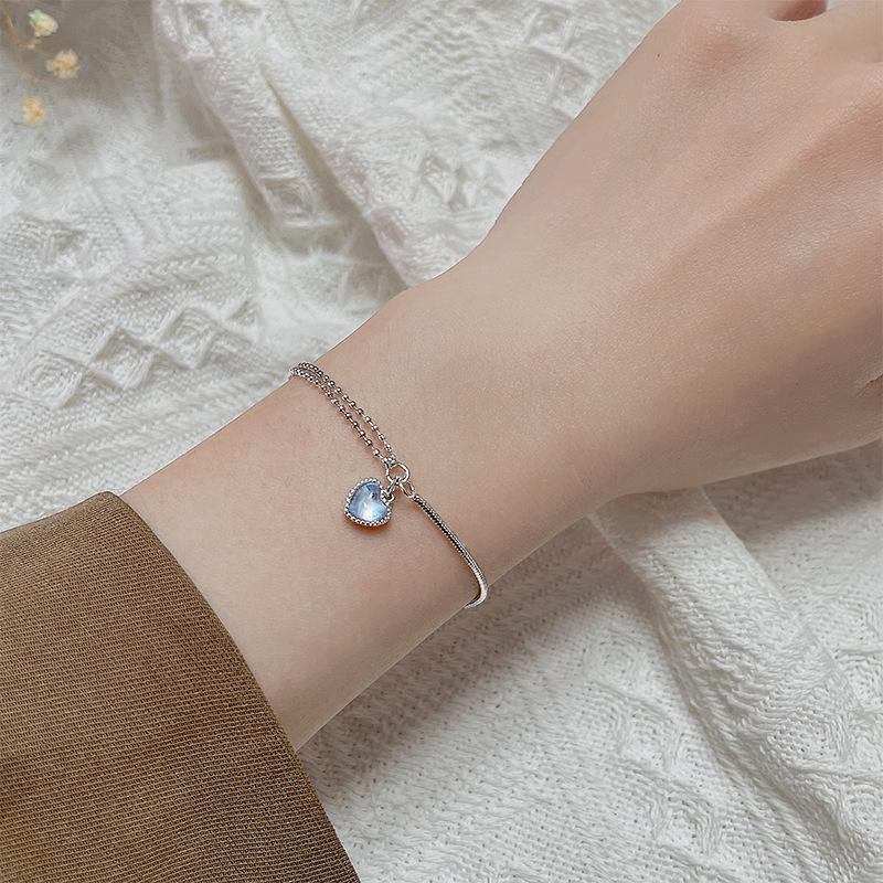 Sweet Heart Women's Double-Layer Hollow Heart & Bead Bracelet