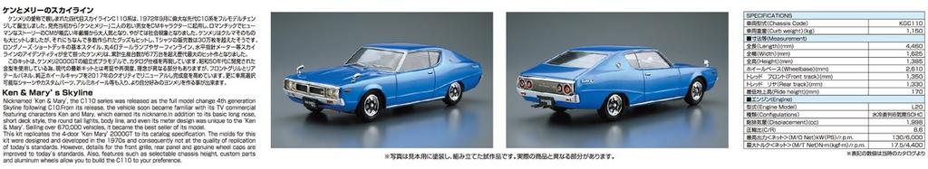 Aoshima Bunka Kyozai The Model Car Series 49 Nissan KGC110 Skyline 1974 Plastic Model Kit Co., Ltd. 1/24 No. HT2000GT-X