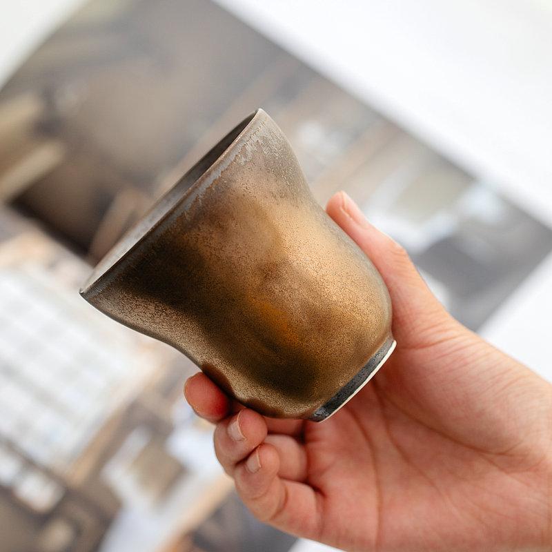 Rust Glaze Gourd Shape Ceramic Cup High Aesthetic for Tea Coffee Water Home Office Personal Use Unique Gift