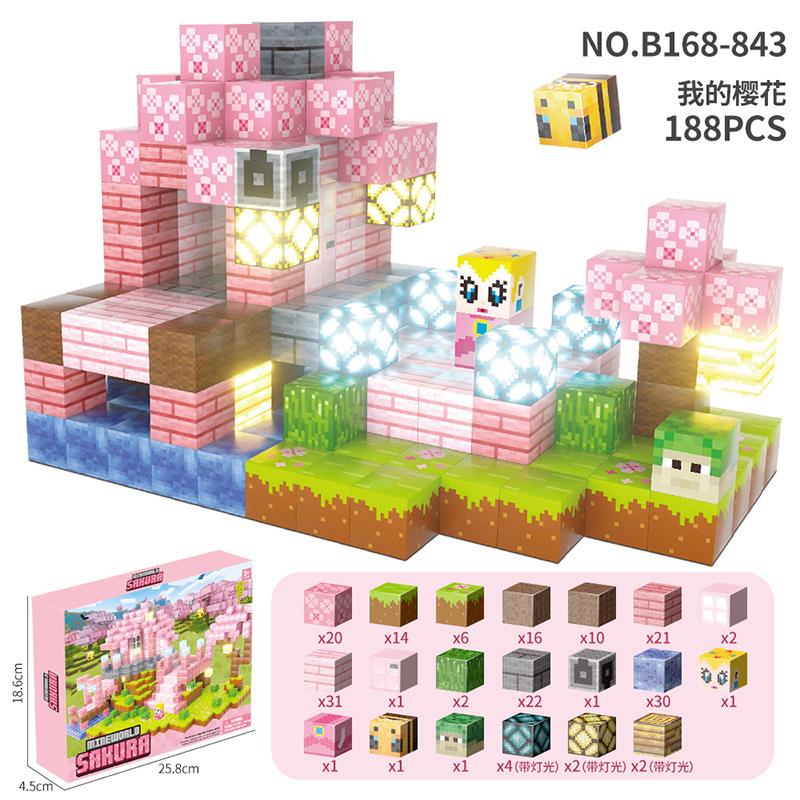 

Mc Magnetic Building Block Light Cherry Blossom Powder 188Pcs Magnetic Block 2Cm Building Model Magnetic Building Block Set Factory support labeling