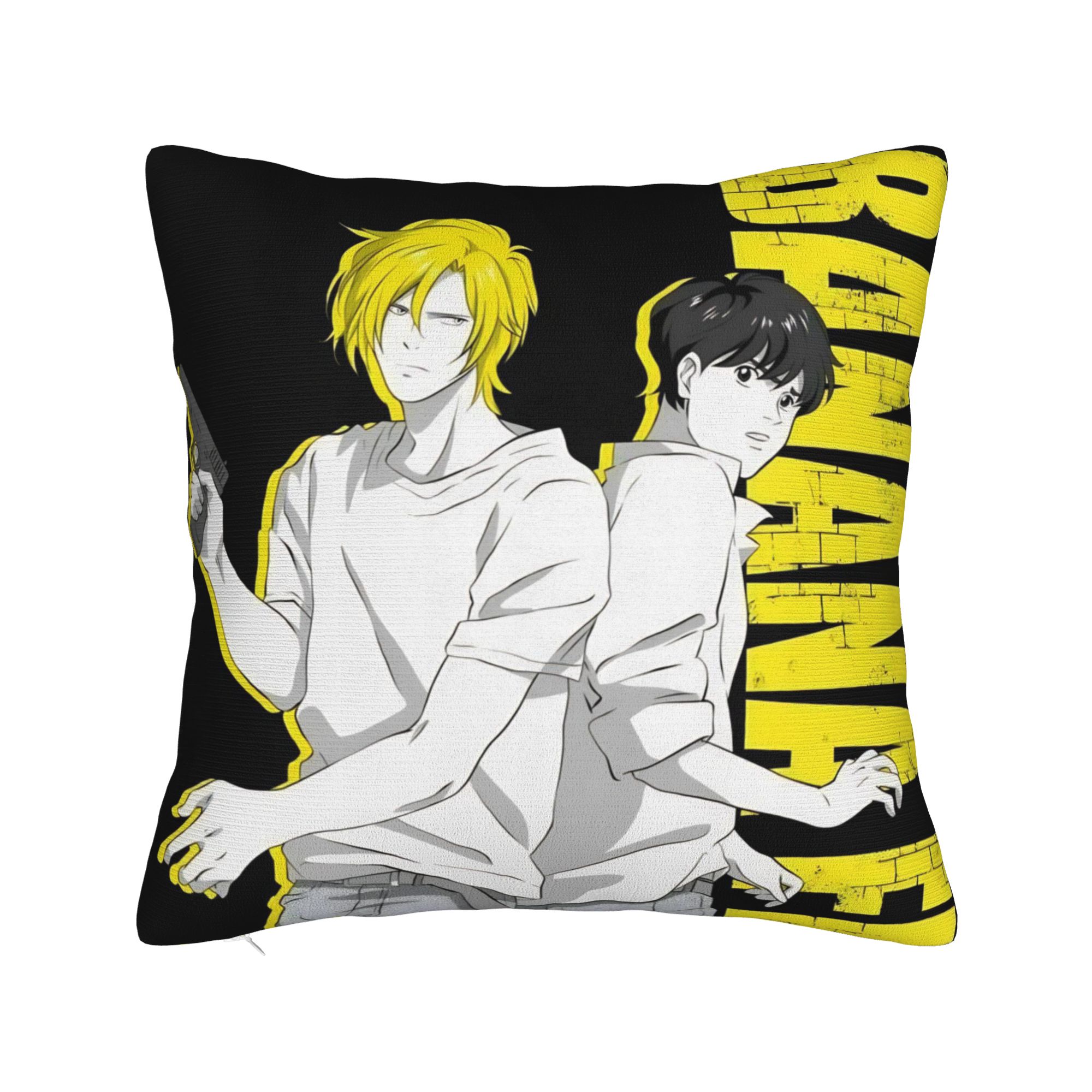 Декоративная Наволочка Банановая Рыба Аниме Мерч Спальня Чехол для Подушки Молния Разные Размеры 12x12Inch